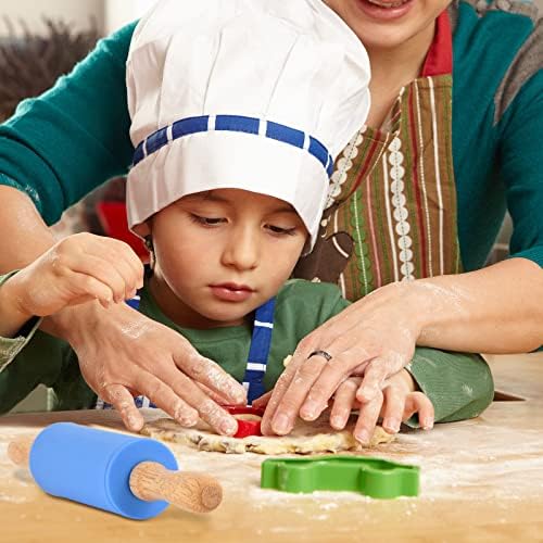 Mini Silicone Rolling Pin for Kids, Non-stick Surface Wood Handle