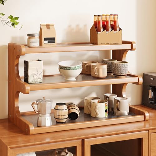 3-Tier Wooden Mug Holder Countertop, Coffee Cup Holder Mug Display