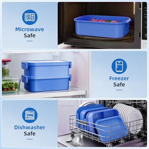74 OZ Bento Lunch Box with Lunch Bag, Blue