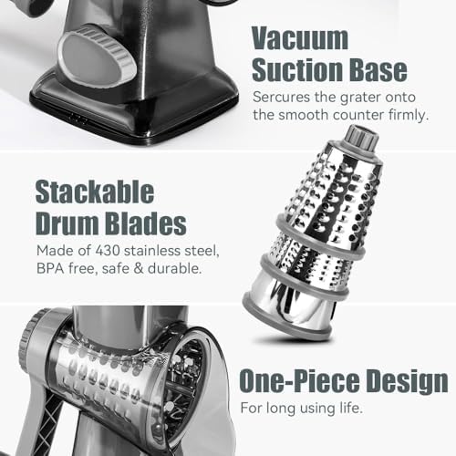 KEOUKE Rotary Cheese Grater, Hand Crank