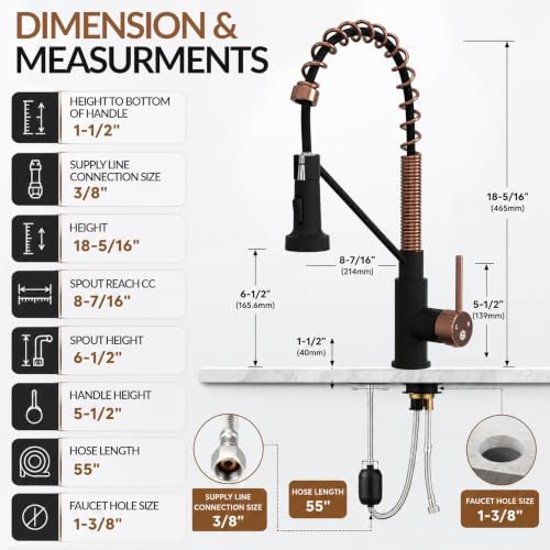 Strictly Sinks Kitchen Faucet, Matte Black & Copper