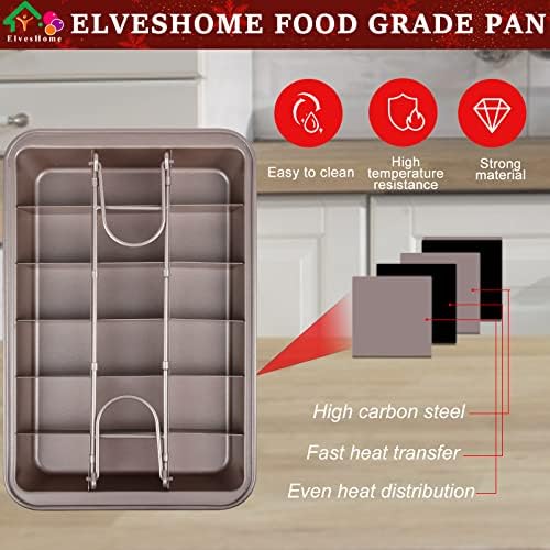 Brownie Pan with Dividers, Non Stick Brownie Baking Pan, 18 Pre-slice