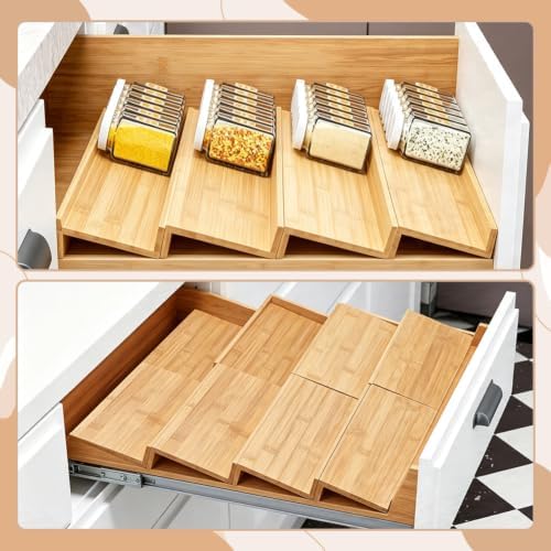 8Pcs Spice Drawer Organizer Spice Rack Tray Insert for Cabinet Drawer