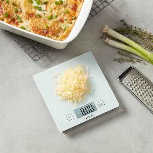 Taylor Compact Glass Kitchen Food Scale, 11 lb Capacity Digital Scale