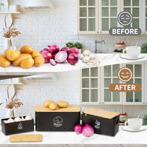 3 Pack Metal Vegetable Storage,Onion Storage,Potato Storage and Garlic