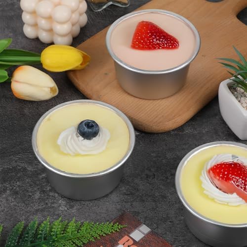 12 PCS Mini Aluminum Round Cake Pans, Nonstick Pudding Baking Molds