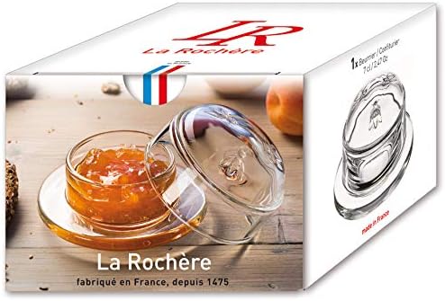 La Rochere Bee Butter Dish w/ Lid Embossed French Glass Butter Keeper