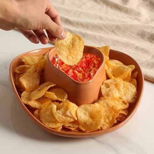 Chip and Dip Serving Set Bowl Cowboy Hat Chips and Salsa Serving Dish Brown.
