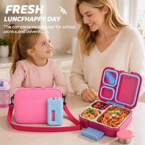 Stainless Steel Bento Lunch Box with Insulated Bag