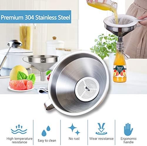 Kitchen Funnel for Filling Bottles, 304 Stainless Steel Food Funnels