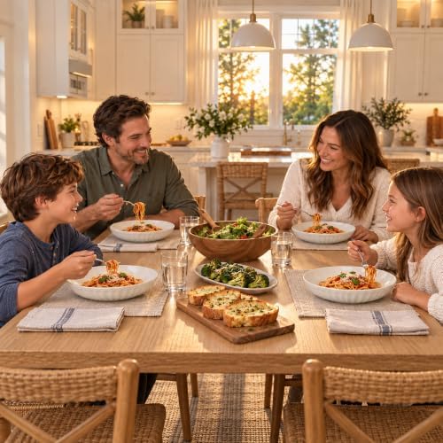8 Inch Ceramic Pasta Bowls, 4 Pack, 21 Oz Serving Bowls, White