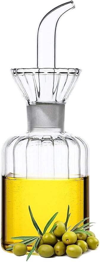 HAIZEEN 5 oz Glass Oil Dispenser Bottle, No Funnel Needed Cruet Decanter by CareforYourHealth