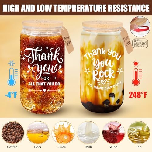 8 Set Employee Appreciation Gifts Glass Cups, 16oz Can Coffee Cups