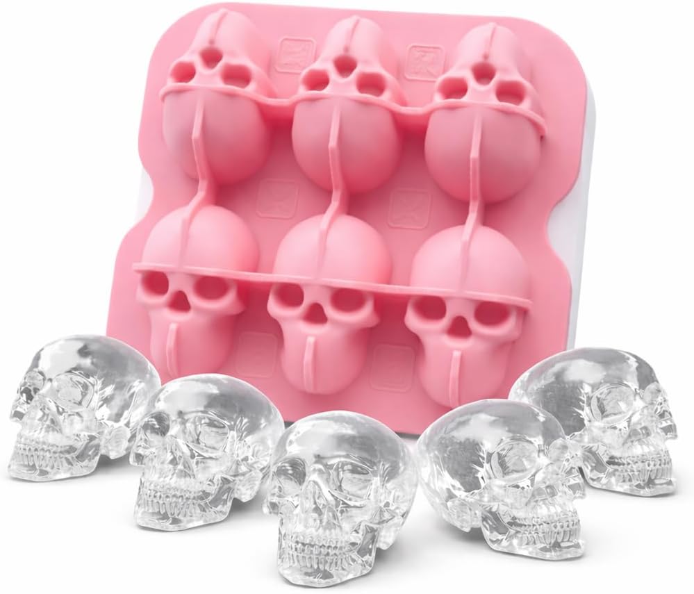 Skull Ice Cube Mold, 6-Cavity Silicone Ice Tray by DakGagMah