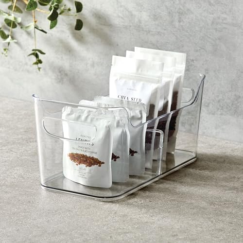 iDesign Divided Fridge Organizer Bin with Handles, Clear