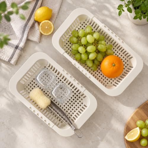 Expandable Sink Colander Basket, Retractable Over-the-Sink Strainer