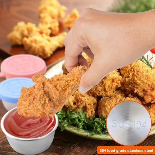 4 Pcs Stainless Steel Dressing Container with Silicone 1.35oz Lids