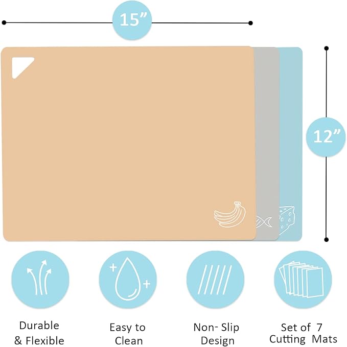 7 Pieces Plastic Flexible Cutting Boards - Image 2
