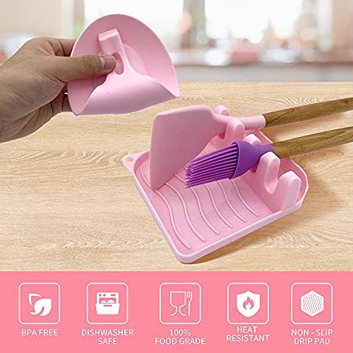 2 Pack Multiple Utensil Spoon Rest with Drip Pad Non-Slip Heat