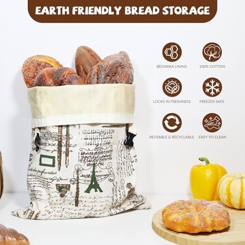 CHENGLIN Large Reusable Beeswax Cotton Bread Bags