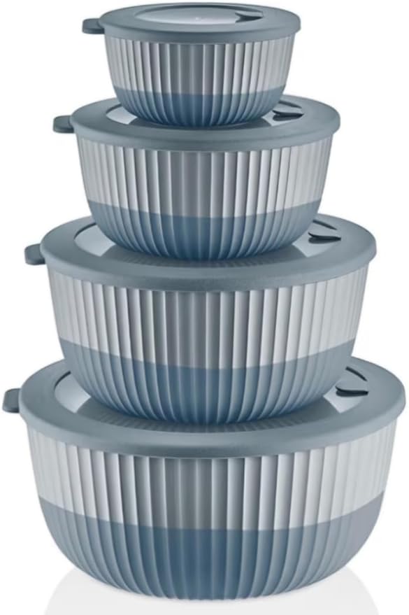 Mixing Bowls with Lids, 8-Piece Airtight Leak-Proof Nesting BPA-Free Bowl Set by Unknown