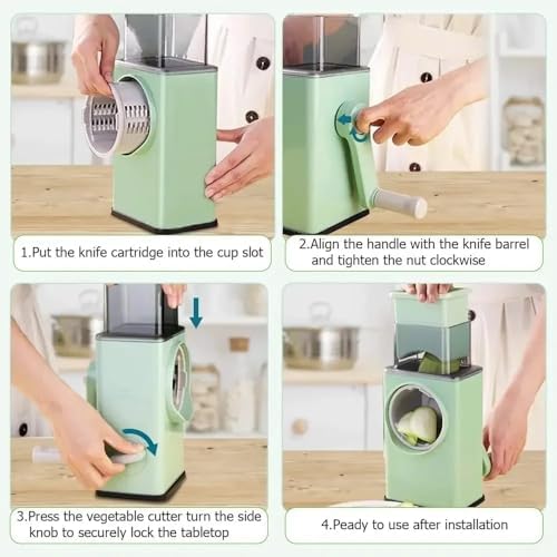 KeKee 3-in-1 Vegetable Slicer, Chopper and Spiralizer, Green
