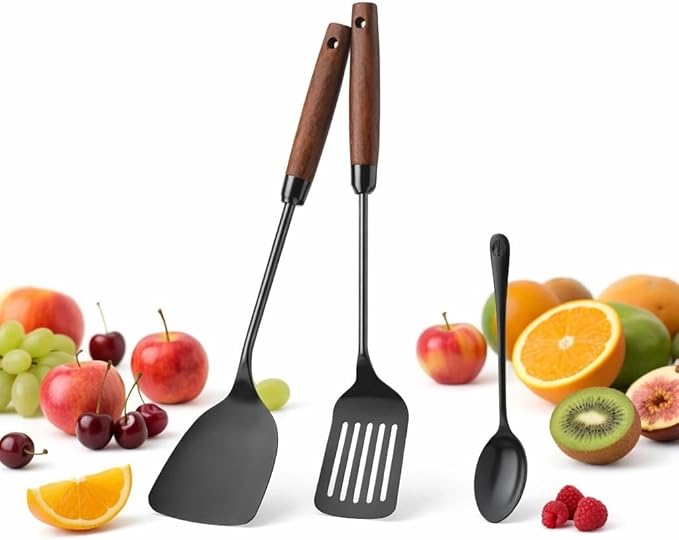 Titanium Spatula Set of 3 for Kitchen, Kitchen Utensil Set Pure Titanium by ZRHI