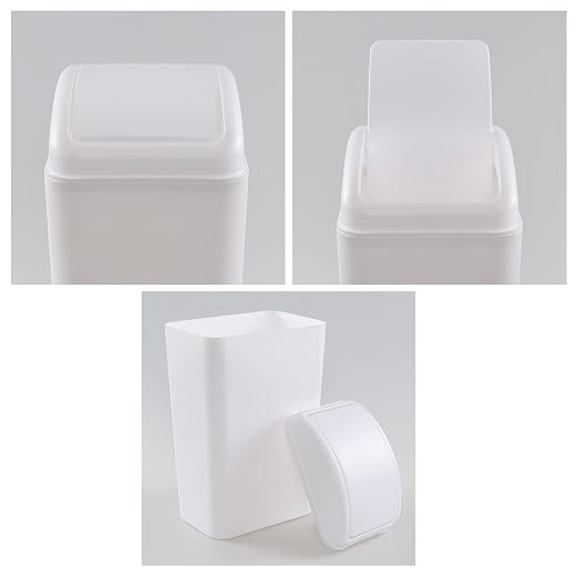 Plastic Waste Bin with Swing Lid, 14 Liter Garbage Can, 1 Pack - Image 3