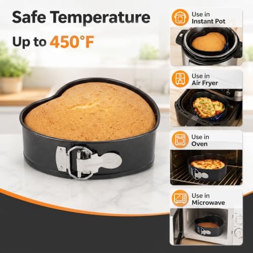4" 7" 9" Springform Pan Set of 3, Non-Stick Heart Shaped Cake Pans