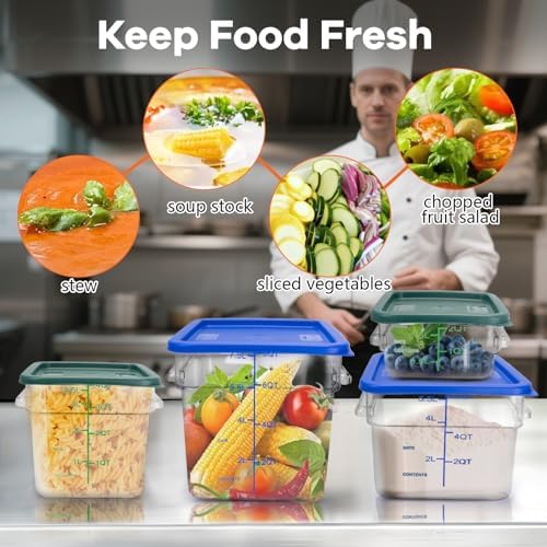 4 Pack Food Storage Containers with Green Lids, 4.0 Qt - Square