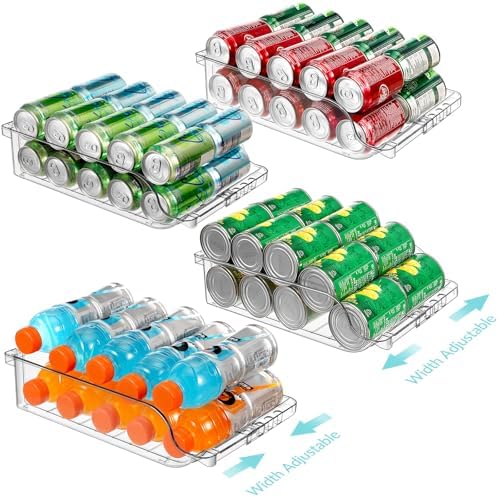Stackable 5 Tiers Can Organizer Pantry 4 Packs Clear Width Adjustable