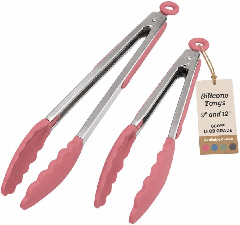 Starpack Silicone Kitchen Tongs, 2-Pack, 9" + 12"