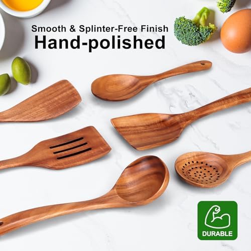 6 Piece Teak Wood Kitchen Utensil Set