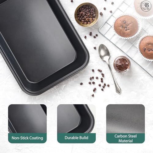 Fusion Bliss Nonstick Baking Sheets Set – 3-Piece Heavy Duty Carbon