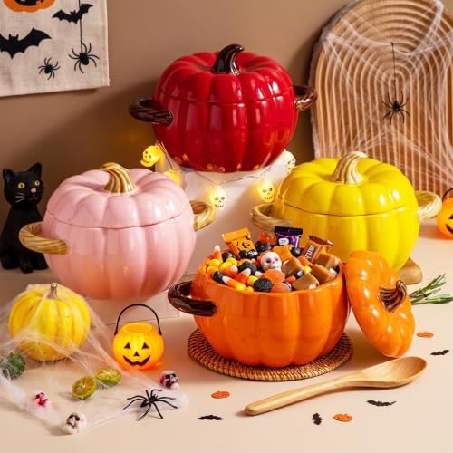Dutch Oven Pot with Lid, Pumpkin Pottery Dessert Saucepan, Mini Baking
