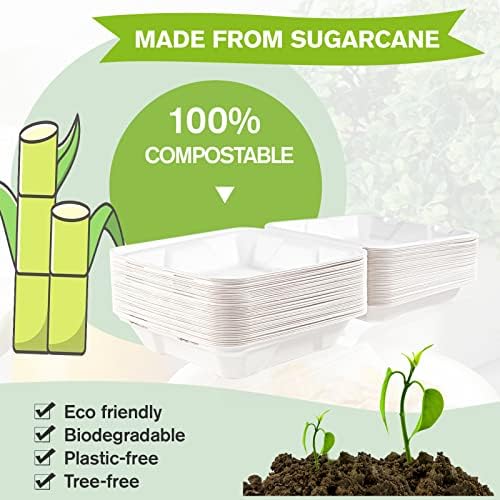 ECOLipak 50 Pack Compostable Clamshell Take Out Food Containers
