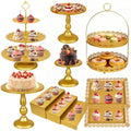 10 Pcs Gold Cake Stand Set Metal Cupcake Stands, Multiple Styles