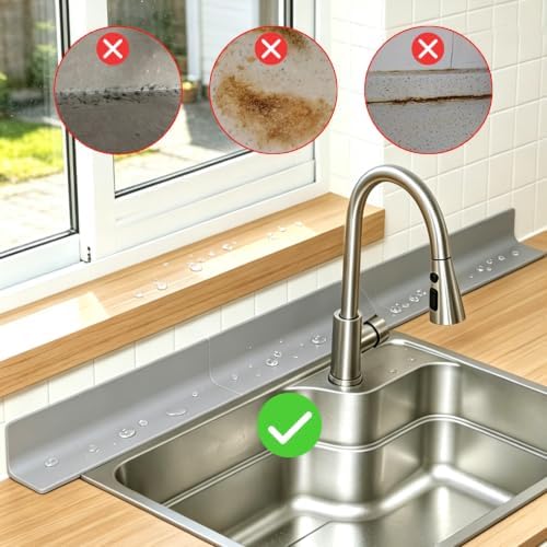 Kitchen Splash Guard Silicone Sink Wall Counter Gap Organizer Mat Gray