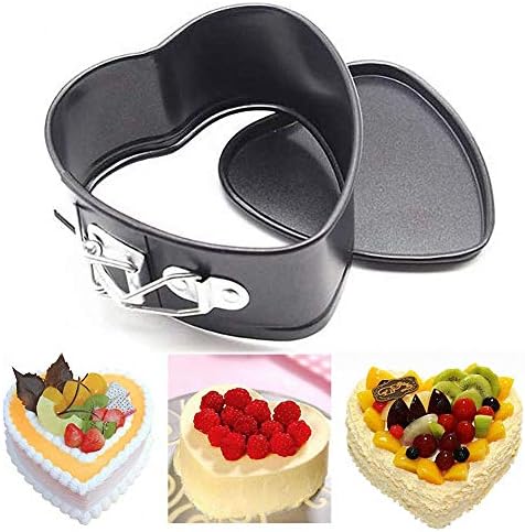 JMXC Set of 4 Mini Non-Stick Spring Pan, 4 Inch Heart Shaped Cake Pan