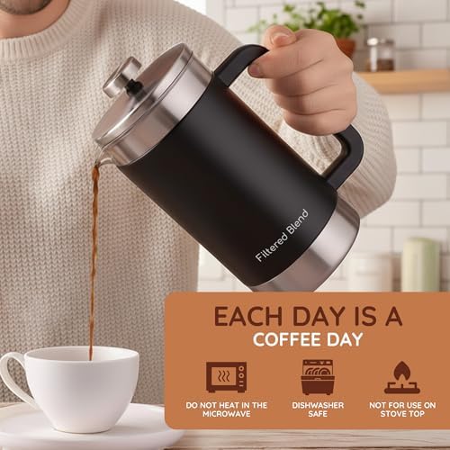 54 oz Stainless Steel French Press, Black