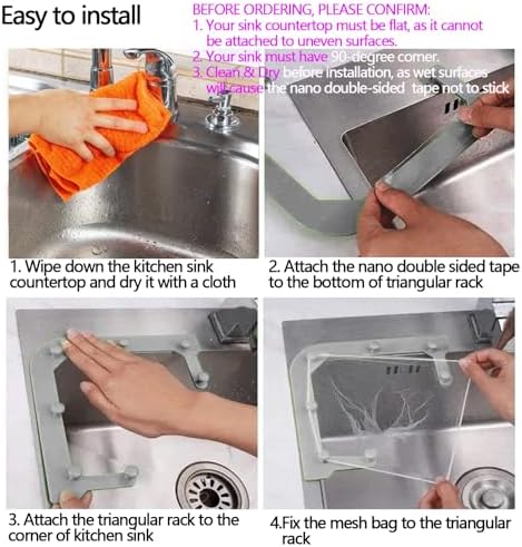 Kitchen Sink Triangle Strainer with 100PCS Mesh Bags
