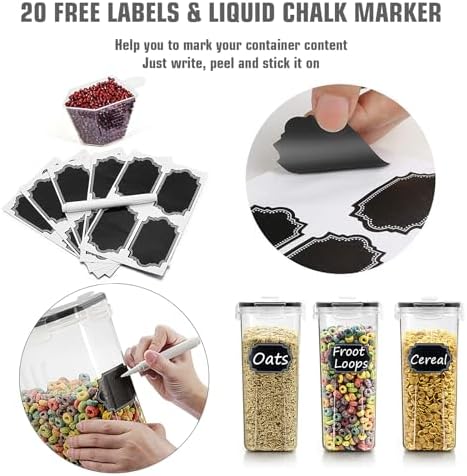 Wildone Cereal Storage Containers, 4L, 6 Piece Set