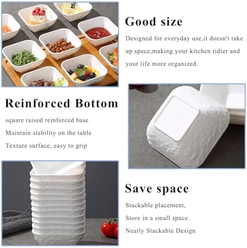 Kyraton Dip Bowls Set 12pcs 6oz, White Plastic Dipping Bowls Soy Sauce