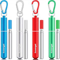 Ecoangel Cruise Ship Essentials, Reusable Metal Straws (4 Pack)