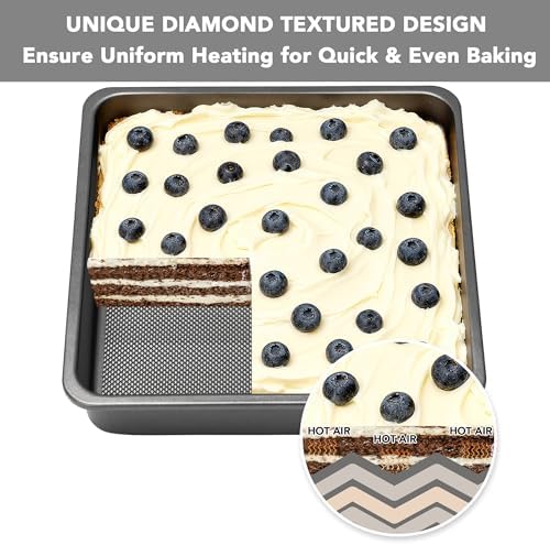 Tiawudi Square Cake Pan, Nonstick Baking Pan for Bread or Brownie, 9x9