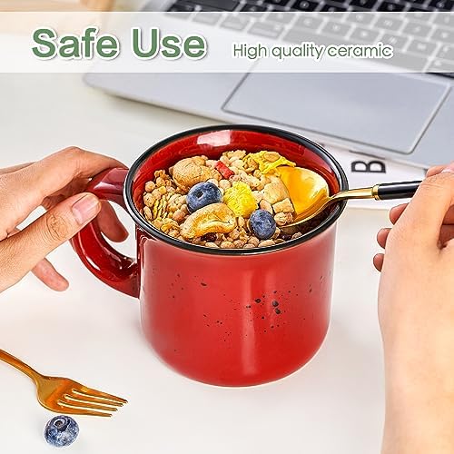 bestone Set of 4 Large Ceramic Mugs with Handles, 16 oz, Vibrant