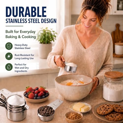 AIKEXIN Stainless Steel Measuring Cups & Spoons Set, Precision Baking
