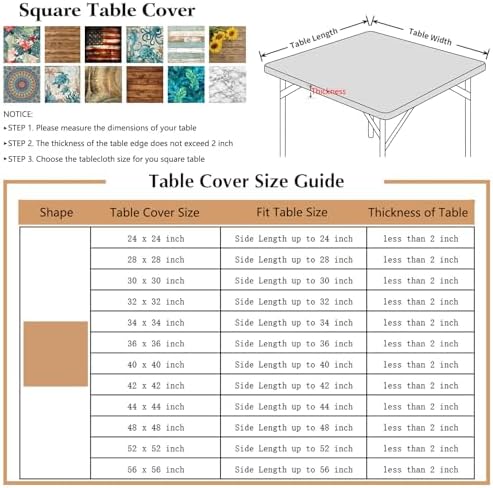 Square Fitted Outdoor Tablecloth with Elastic Wipeable Card Table