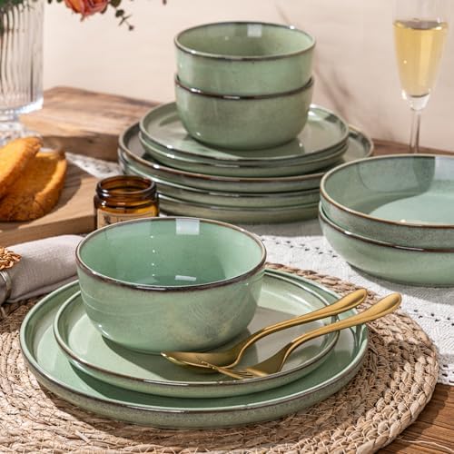 GBHOME Dinnerware Sets for 8, 24 Pieces Ceramic Plates and Bowls Set