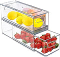 Refrigerator Organizer Bins, 2 Pack, BPA-Free, Clear